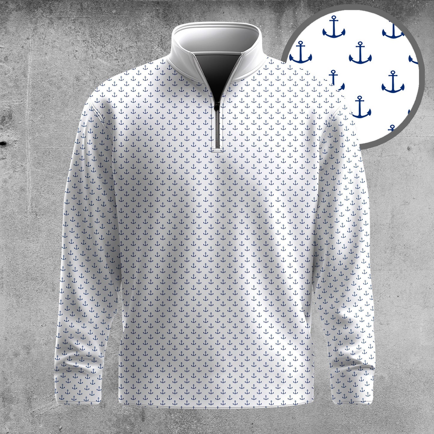 White Anchor 2026  Men Quarter-zip Pullover