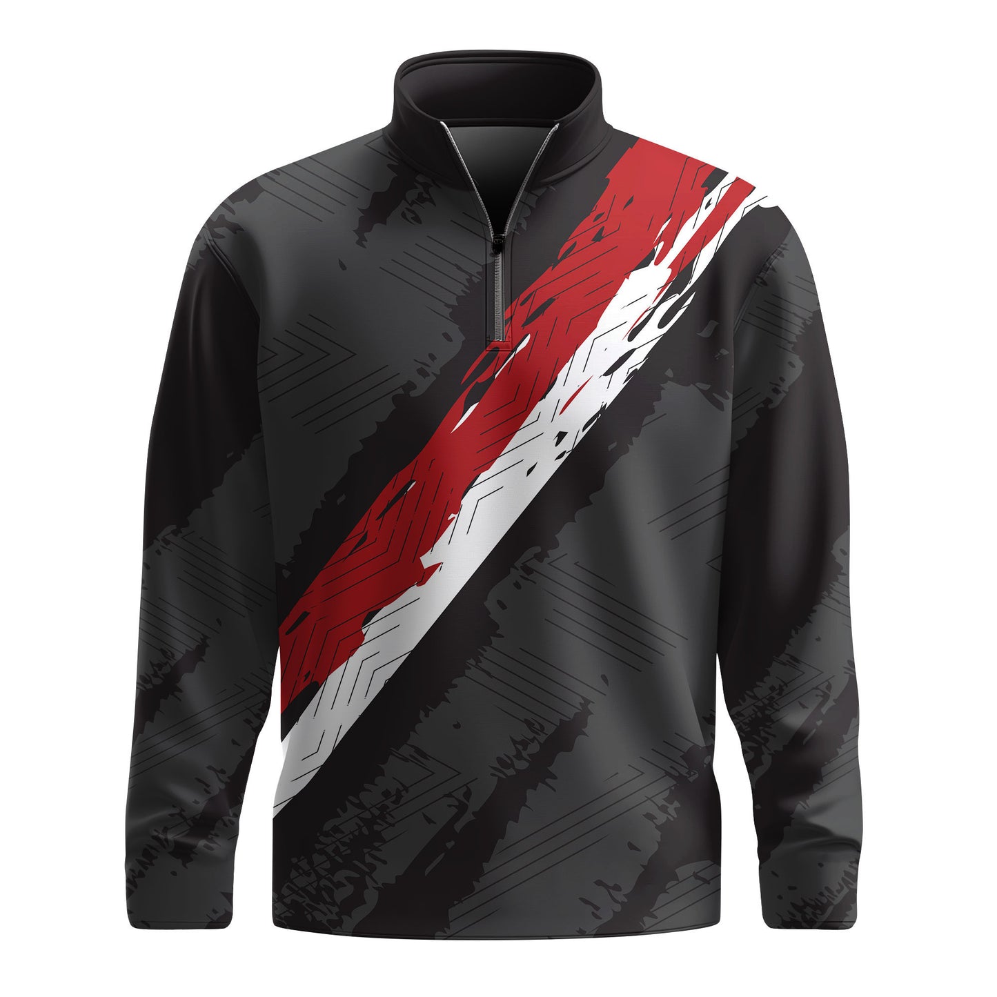 Black Red White Diagonal 2026  Men Quarter-zip Pullover