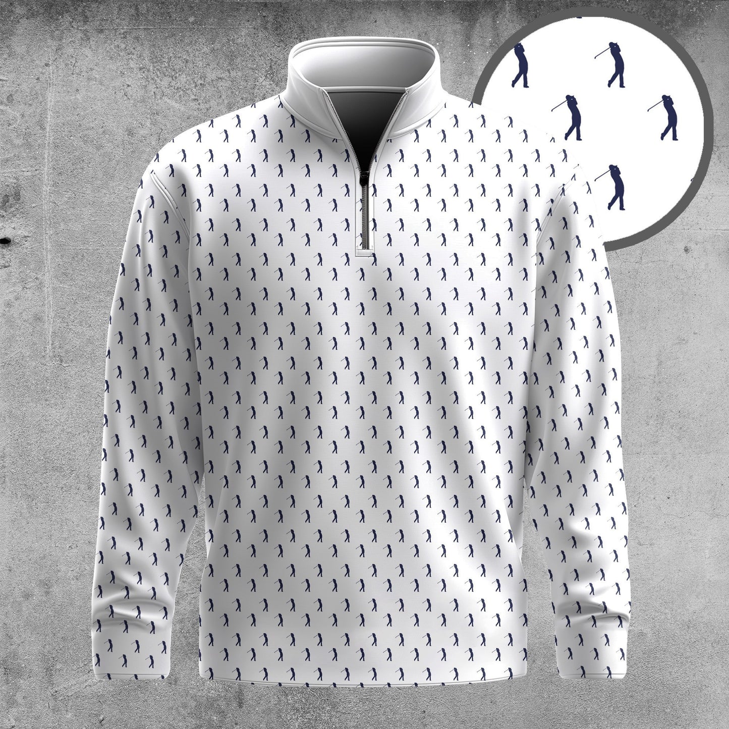 White Blue Golf Players 2026  Men Quarter-zip Pullover