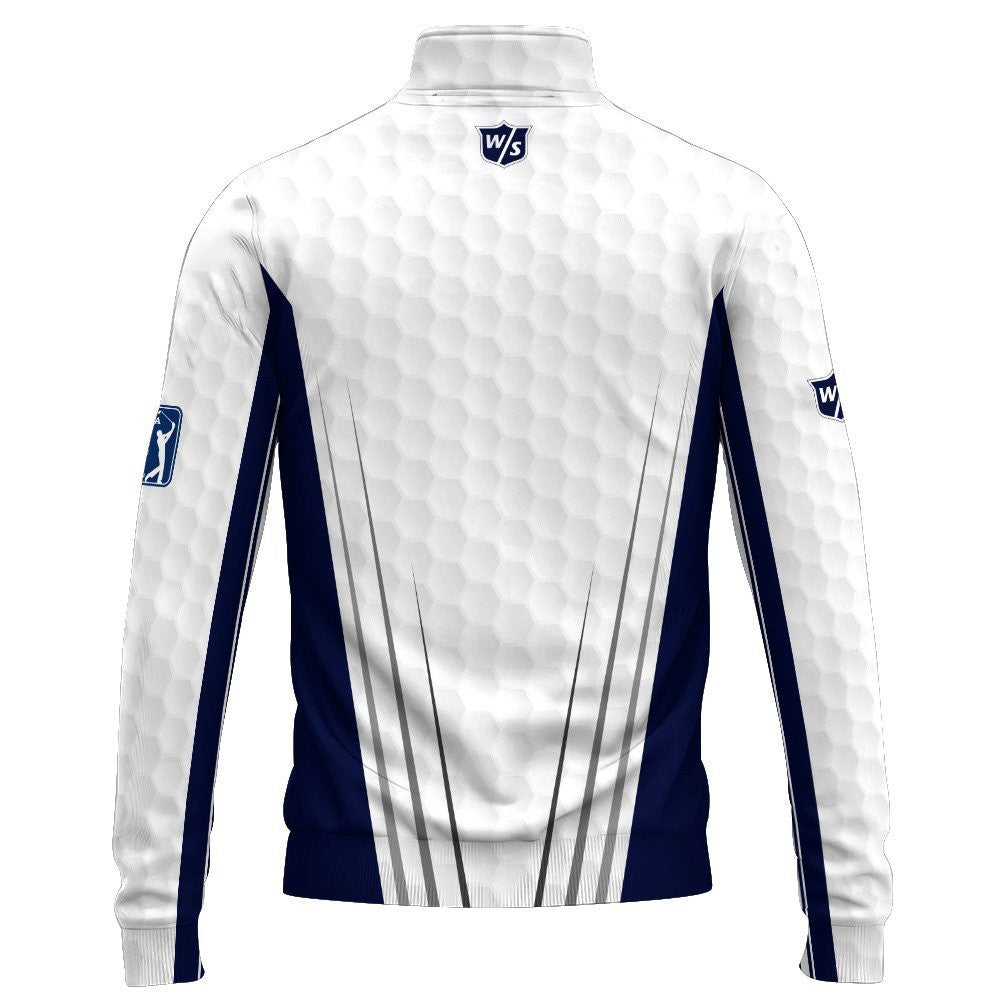 2025  Tour White And Blue Golf Pattern V2 WS Pro Staff Quarter-Zip Pullover