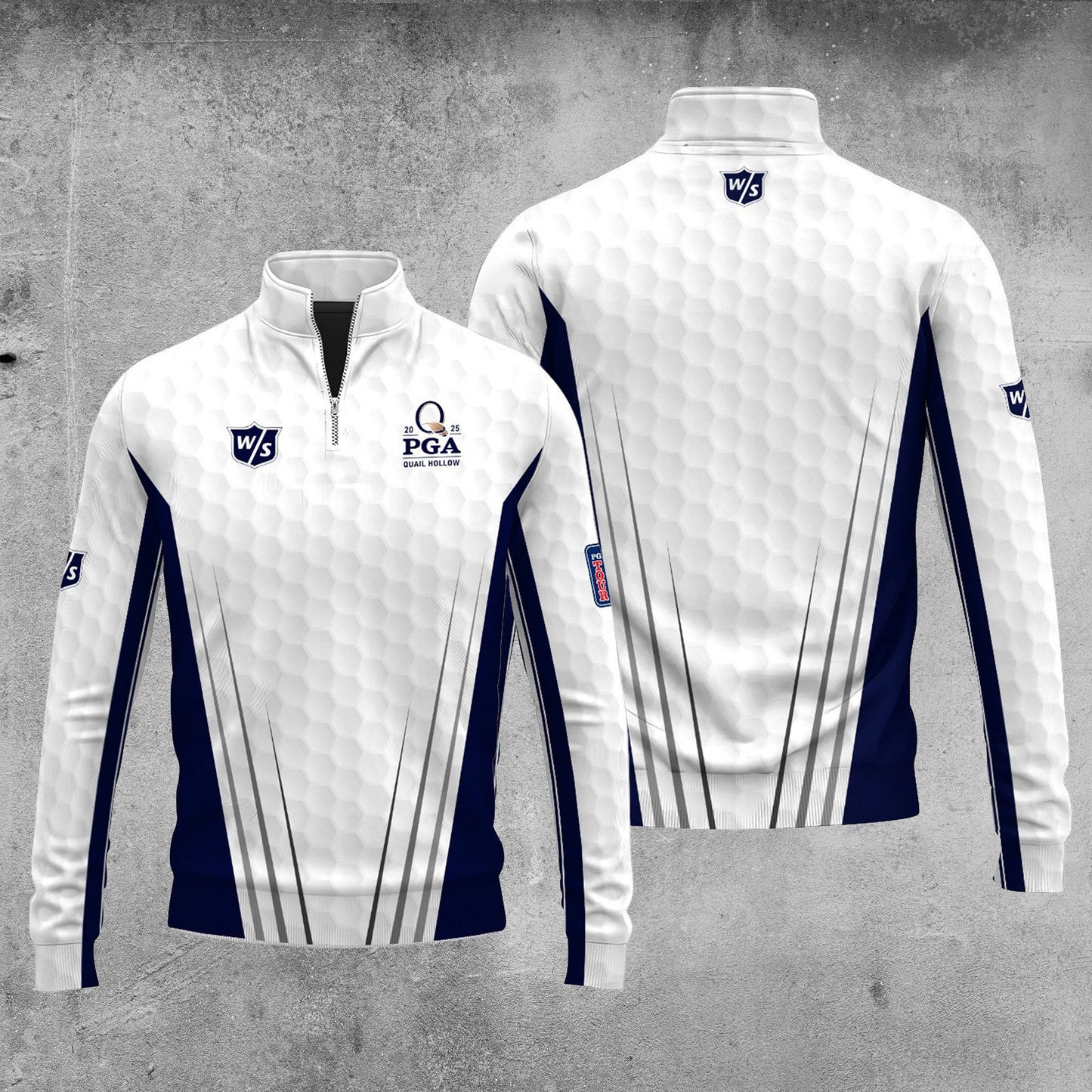 2025  Tour White And Blue Golf Pattern V2 WS Pro Staff Quarter-Zip Pullover