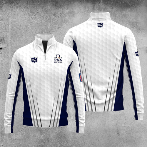 2025  Tour White And Blue Golf Pattern V2 WS Pro Staff Quarter-Zip Pullover