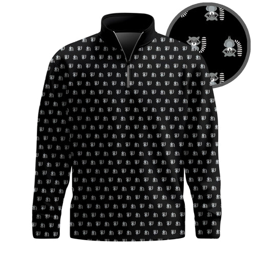 Black Raccoon Men Quarter-zip Pullover