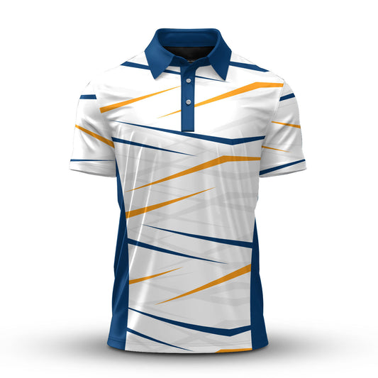 2026  Blue Yellow Sharp Pattern Men Polo Shirt