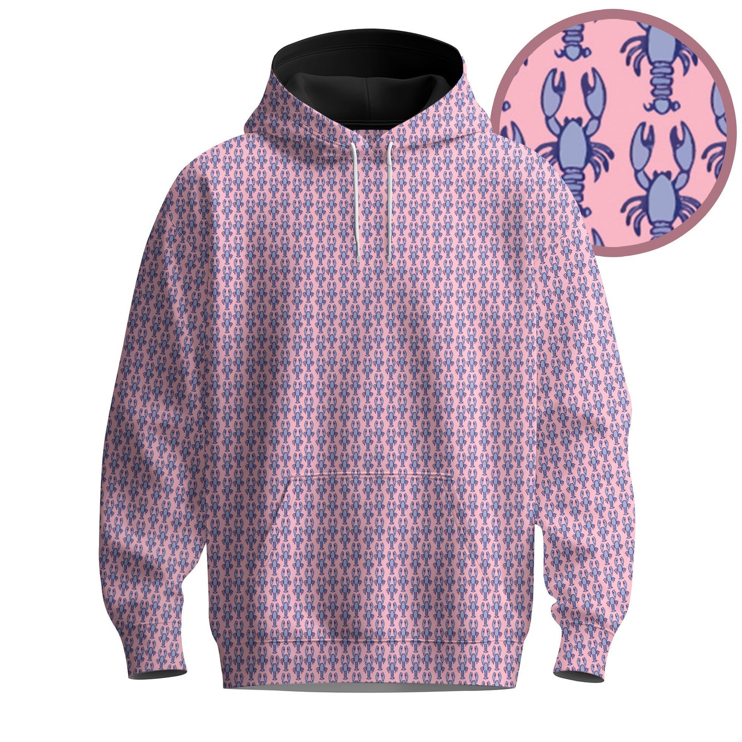 PINK Blue Lobster Pattern 2026  Men Hoodie