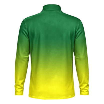 Gradient Green Yellow Men Quarter-zip Pullover