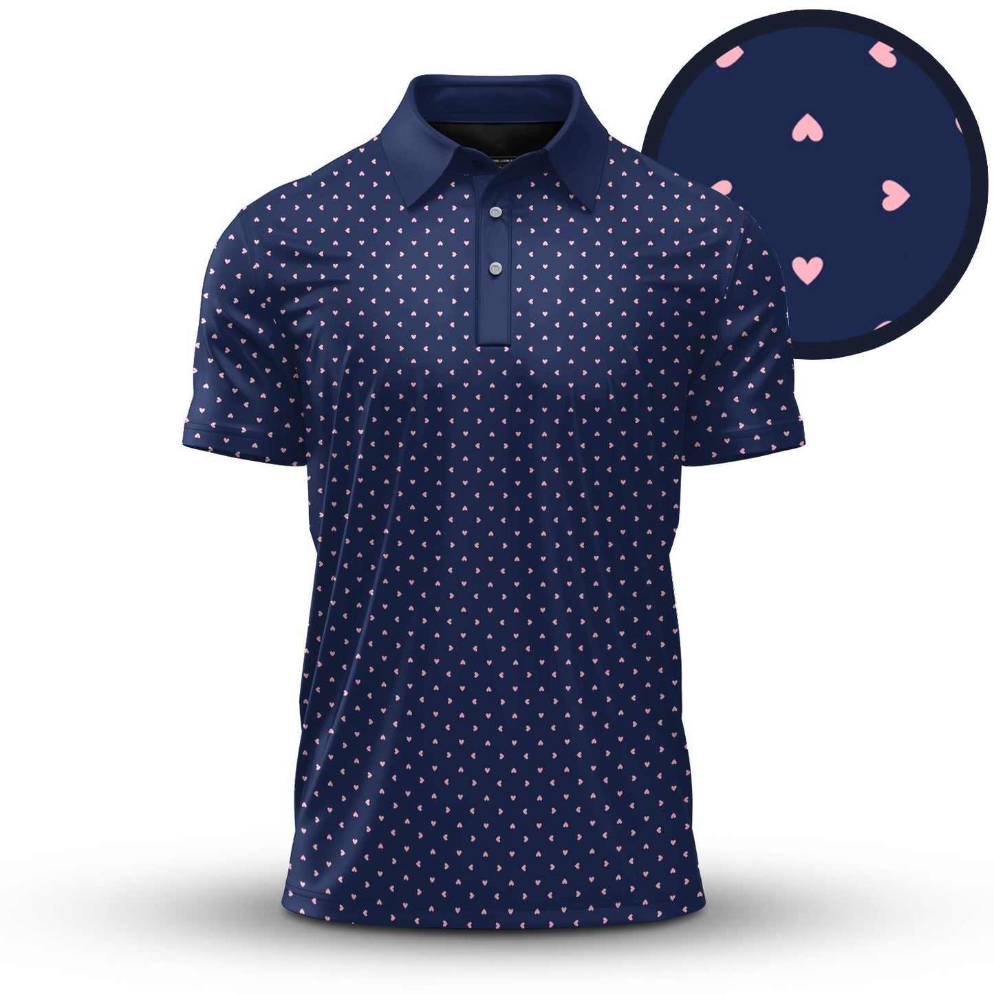 Blue Pink Heart Men  Polo Shirt