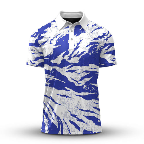2026  Tear Blue White Men Polo Shirt