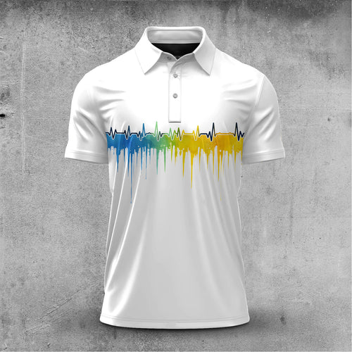 Yellow Blue Water Color  Men Polo Shirt