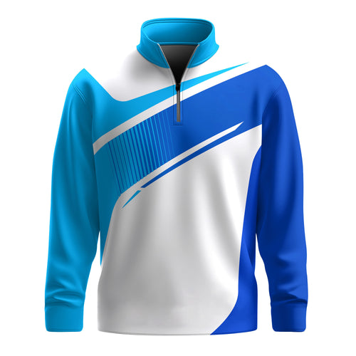 Gradient Blue White Men Quarter-zip Pullover