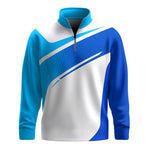 Gradient Blue White Men Quarter-zip Pullover