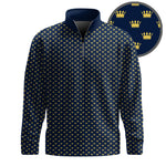 Blue Yellow King Crown  Men Quarter-zip Pullover