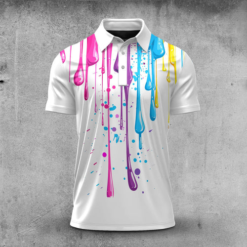 Colorful Paint Flows Men Polo Shirt