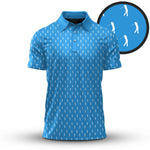 Light Blue Golf Player Pattern Men Polo Shirt