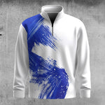 Blue Paint Streaks  Men Quarter-zip Pullover