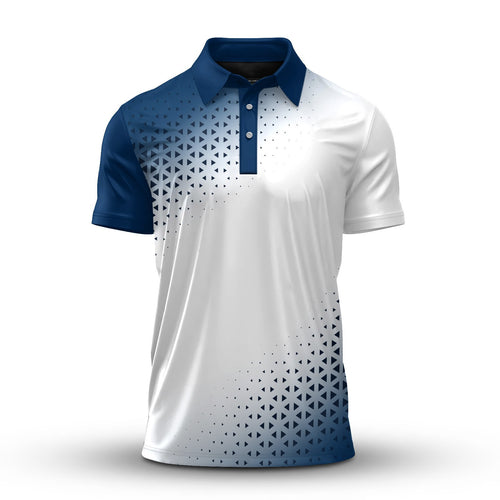 Blue Triangle Half Pattern  Men Polo Shirt