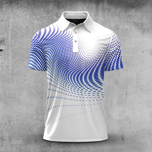 Dynamic Sporty Blue Pattern  Men Polo Shirt