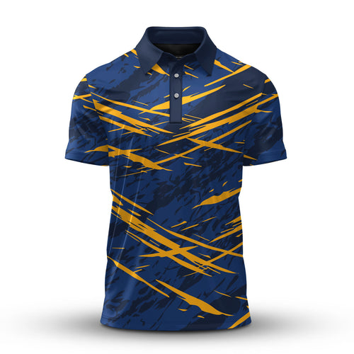 Yellow Blue Brush Men Polo Shirt