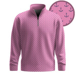Pink Anchor  Men Quarter-zip Pullover