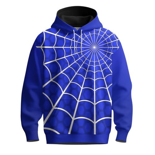 Blue Spider Web Men Hoodie