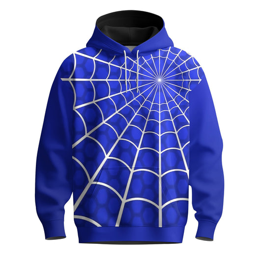 Blue Spider Web Men Hoodie