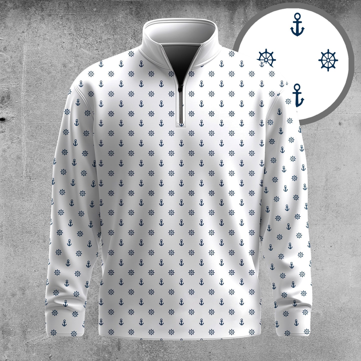 White Rudder And Anchor 2026  Men Quarter-zip Pullover