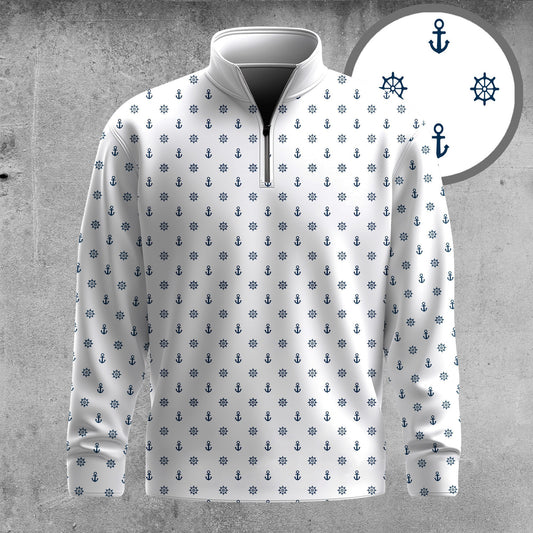 White Rudder And Anchor 2026  Men Quarter-zip Pullover