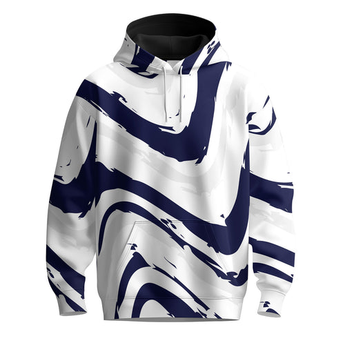 Blue White Waves Men Hoodie