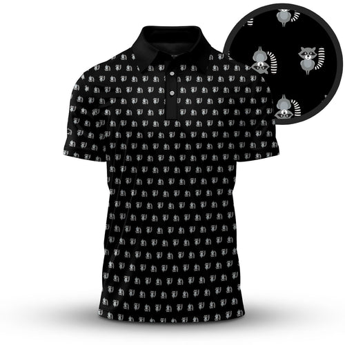 Black Raccoon Men Polo Shirt