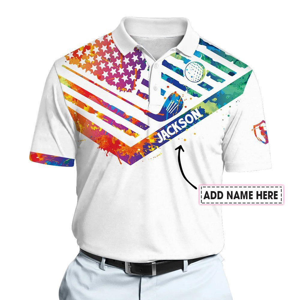 Men Swing Swear Repeat Men Polo Shirt Water Color