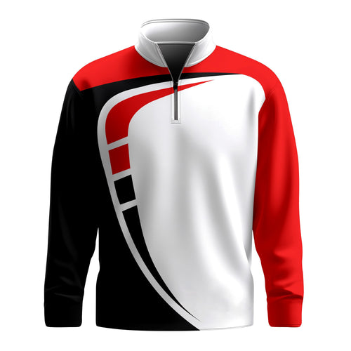 Red Black  Men Quarter-zip Pullover