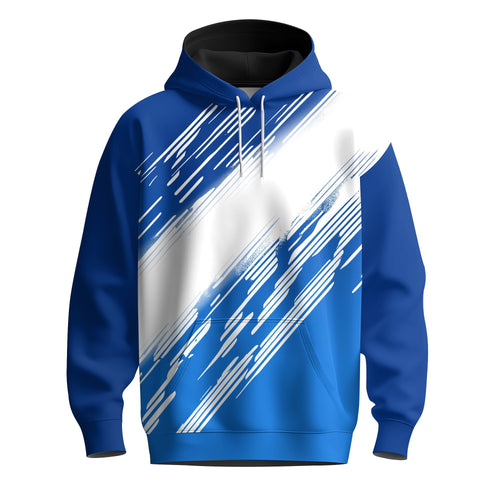 Blue White Cross Line Sporty Men Hoodie