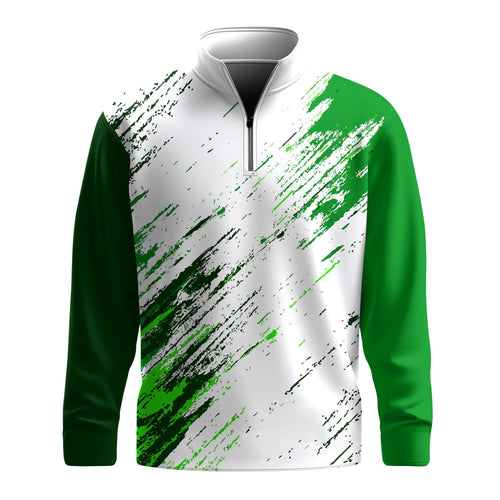 Sporty Green  Men Quarter-zip Pullover