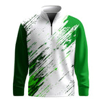 Sporty Green  Men Quarter-zip Pullover