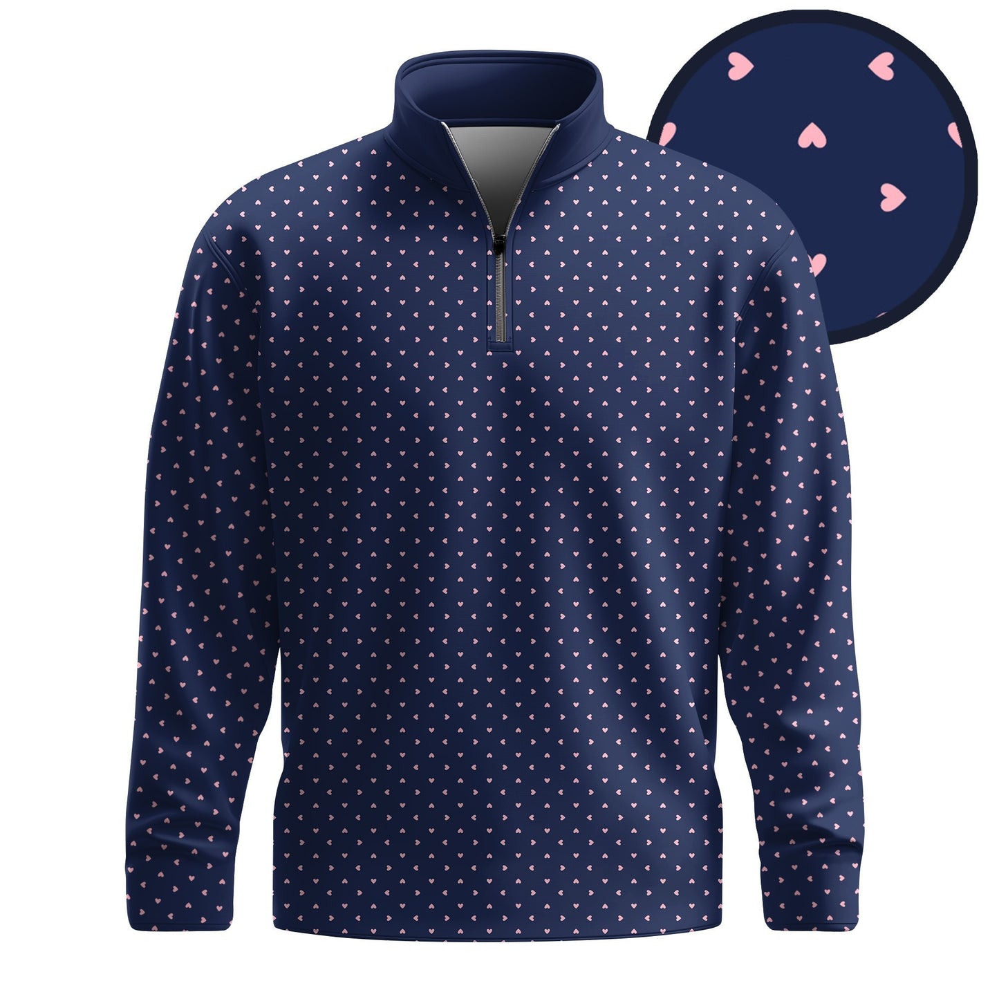 Blue Pink Heart Men  Men Quarter-zip Pullover