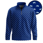 Motorbike Blue White Pattern Men Quarter-zip Pullover