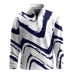 Blue White Waves Men Quarter-zip Pullover