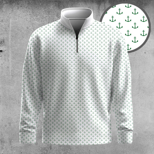 White Anchor  Men Quarter-zip Pullover