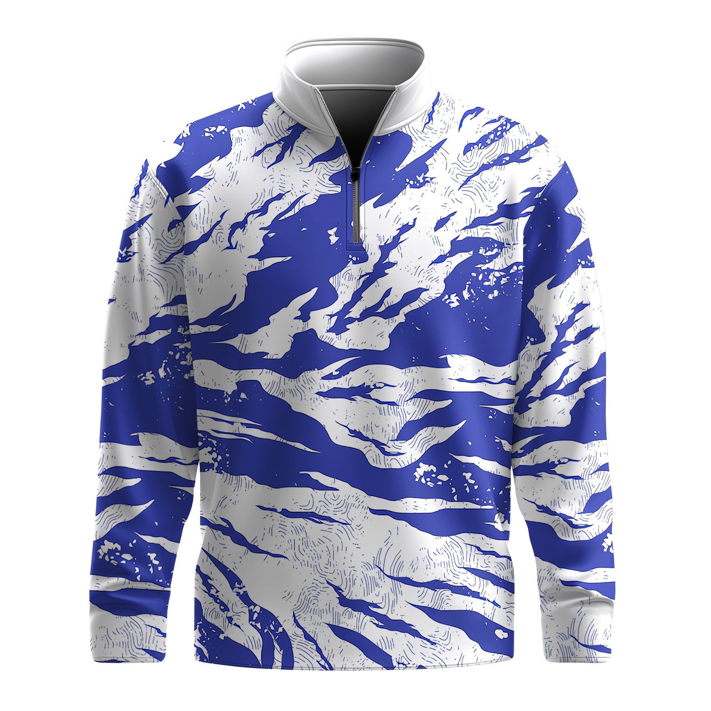 2026  Tear Blue White Men Quarter-zip Pullover