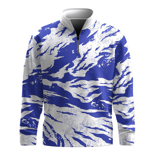 2026  Tear Blue White Men Quarter-zip Pullover