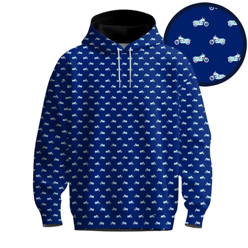 Motorbike Blue White Pattern Men Hoodie