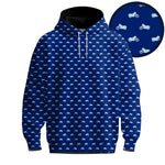 Motorbike Blue White Pattern Men Hoodie