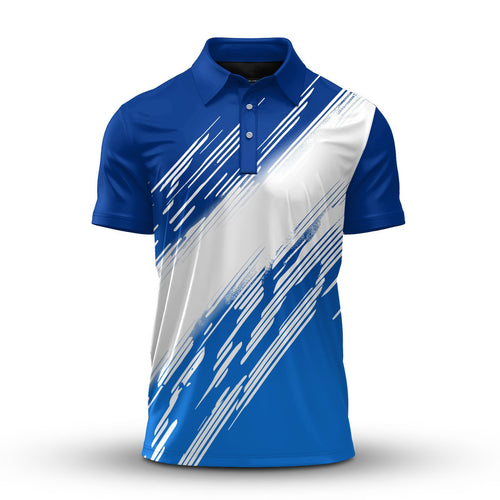 Blue White Cross Line Sporty Men Polo Shirt