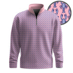 PINK Blue Lobster Pattern 2026  Men Quarter-zip Pullover