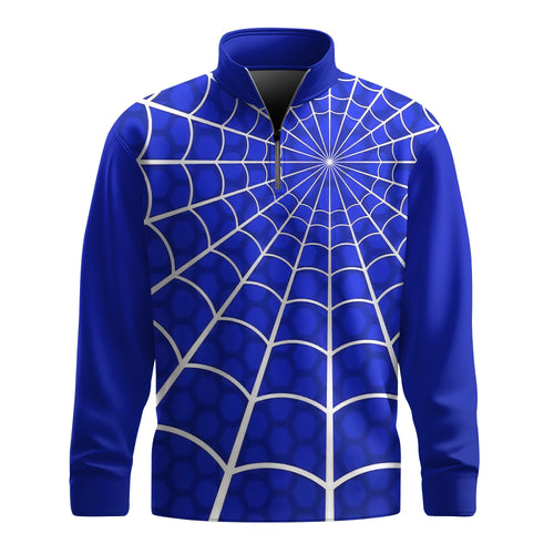 Blue Spider Web Men Quarter-zip Pullover