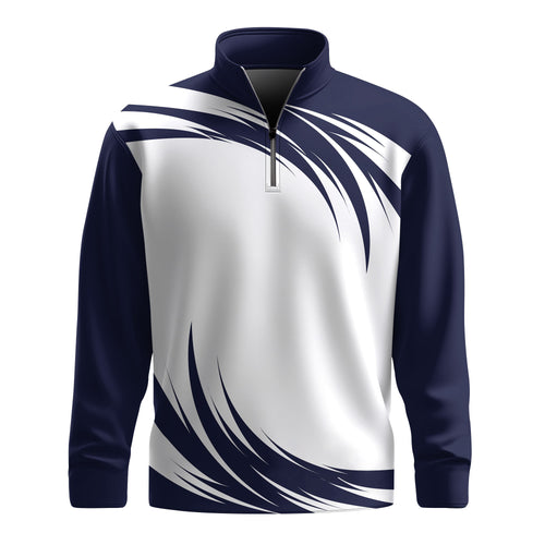 Blue Eddy White  Men Quarter-zip Pullover