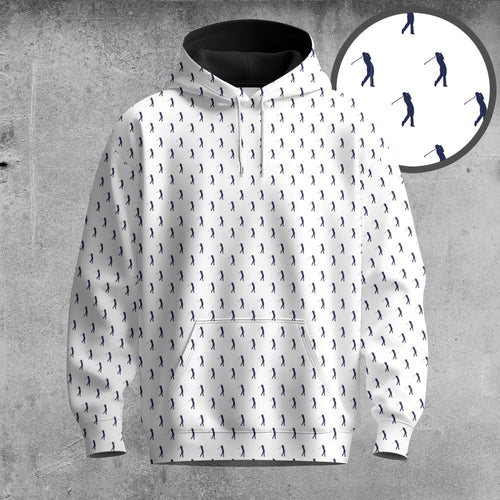 White Blue Golf Players 2026  Men Hoodie
