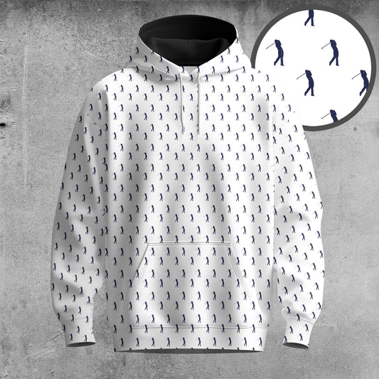 White Blue Golf Players 2026  Men Hoodie