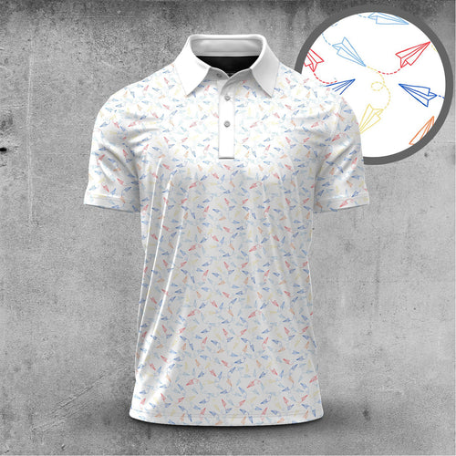 Colorful Paper Airplane 2026  Men Polo Shirt