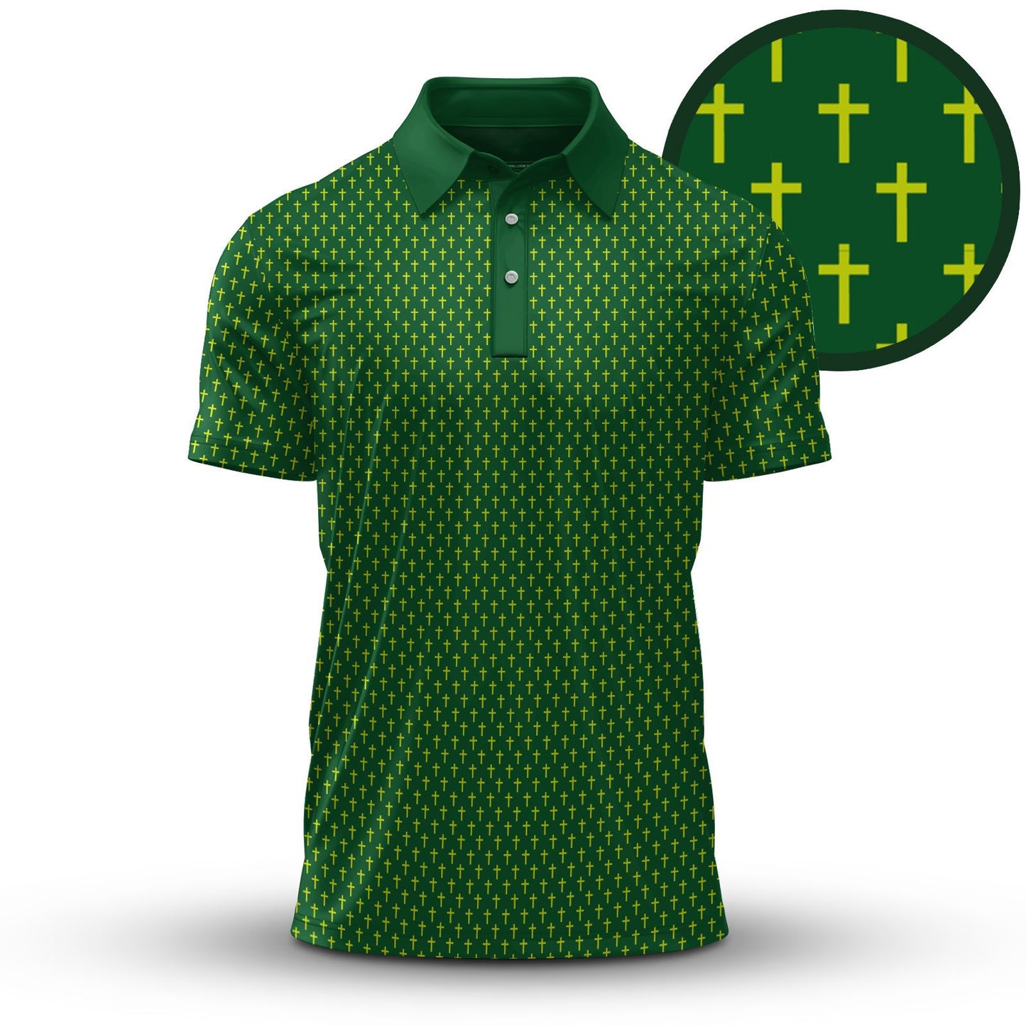 Green Yellow Cross  Pattern Men Polo Shirt